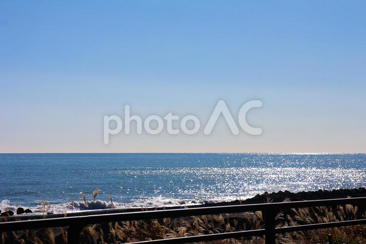輝く波が美しい冬の海辺 海,水平線,波の写真素材