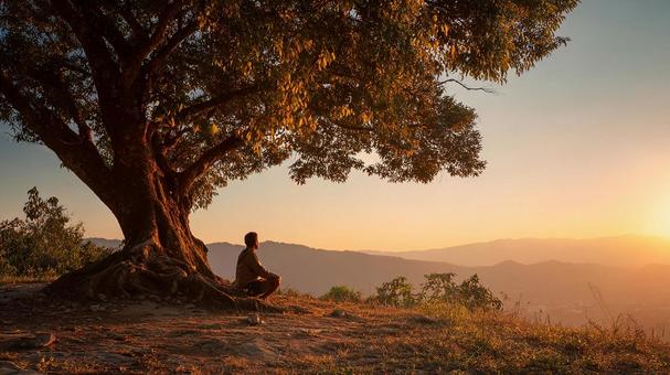 美しい夕焼けの自然イメージの写真