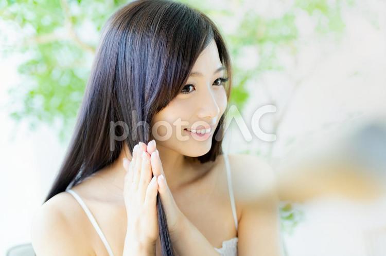 若い女性の美容イメージ ヘアケア,美容,ビューティーの写真素材