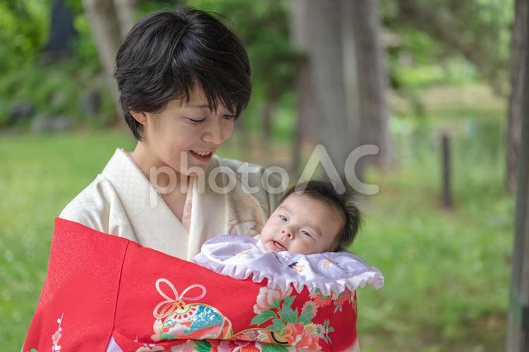 お宮参り(その１３) 着物,赤ちゃん,お宮参りの写真素材