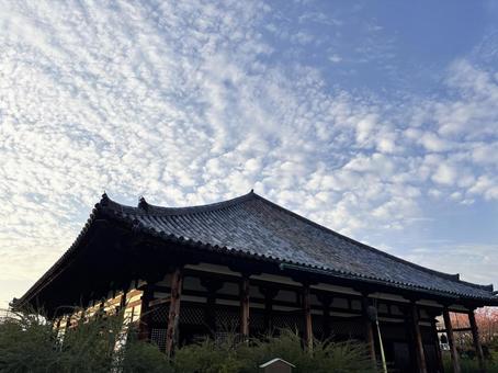 夕暮れの寺院 秋,夕暮れ,黄昏の写真素材