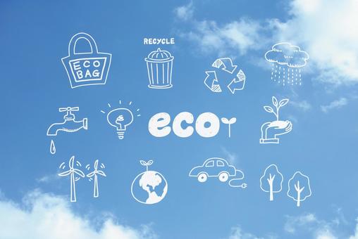 Eco in the blue sky, la vie, brillant, illustration, JPG