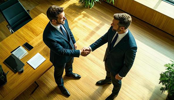 握手する外国人男性のビジネスマン 握手する外国人男性のビジネスマンの写真