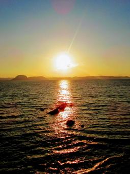 夕日 夕日 夕日,海,風景の写真素材