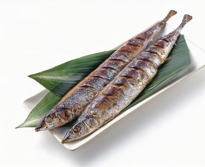 香ばしく焼けたサンマ 香ばしく焼けたサンマの写真