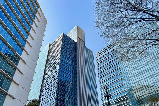 Beautiful office buildings line the streets of Yokohama, JPG