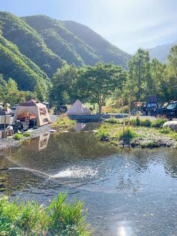 キャンプ日和 キャンプ,テント,アウトドアの写真素材