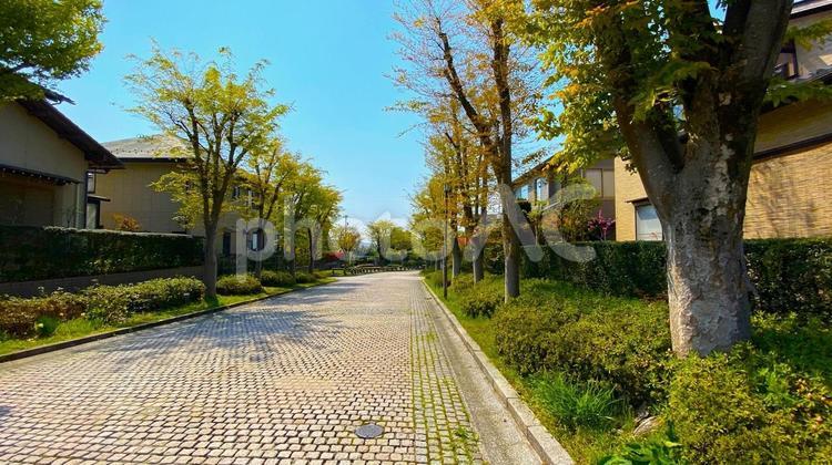 石畳の住宅街（金沢　太陽が丘） 住宅街,石畳,家の写真素材
