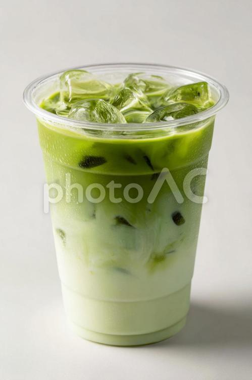 ミルクと抹茶が織りなす、和風ドリンク 抹茶ラテ,アイスドリンク,抹茶の写真素材