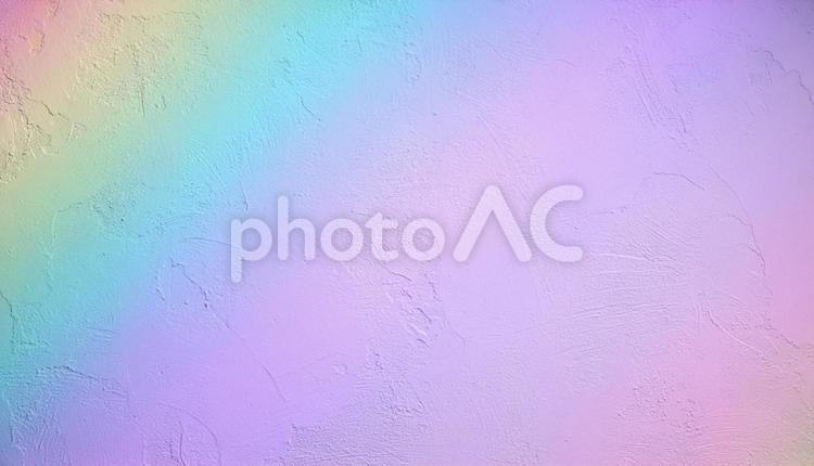 筆跡が残る虹色のペンキが塗られた壁 虹,ペンキ,絵の具の写真素材