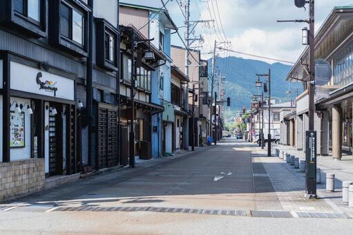 岐阜県飛騨市古川町ののどかな街並み 飛騨古川,古川町,街並みの写真素材
