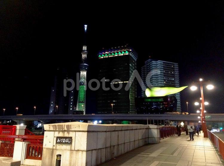 東京風景・隅田川吾妻橋 水面,水,水路の写真素材