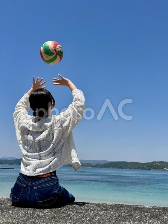 海でバレーボール 海,青い海,日本の写真素材