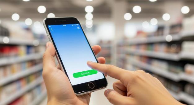 スマートフォンでキャッシュレス決済をする スマートフォンでキャッシュレス決済をするの写真