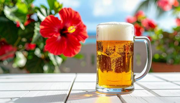 ビールとハイビスカス ビールとハイビスカスの写真