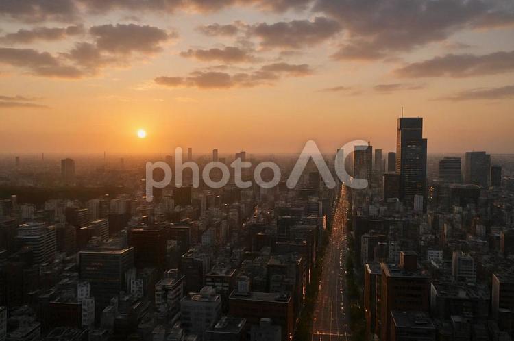 都会の夕暮れ ビル,夕方,夕暮れの写真素材