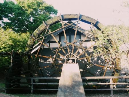 水車 土浦,夏,水郷公園の写真素材
