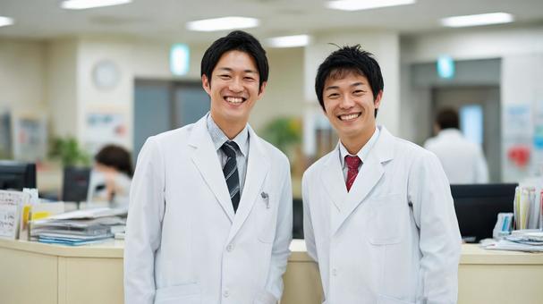 ナースステーションと二人の男性医師4 ナースステーションと二人の男性医師4の写真