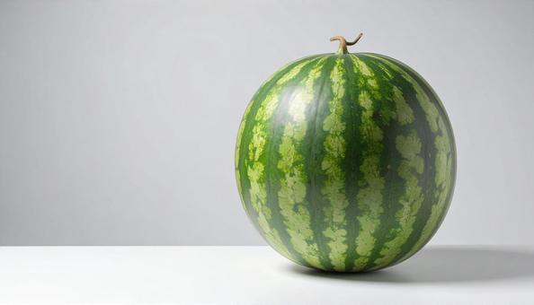 白い背景に一つのスイカ 白い背景に一つのスイカの写真