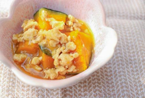 南瓜のそぼろあんかけ かぼちゃ,食べ物,そぼろの写真素材