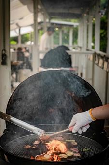 バーベキュー バーベキュー バーベキュー,bbq,夏の写真素材
