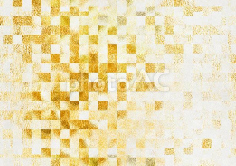 金色のモザイクテクスチャ 抽象的な和紙の背景素材 金色,和紙,市松の写真素材