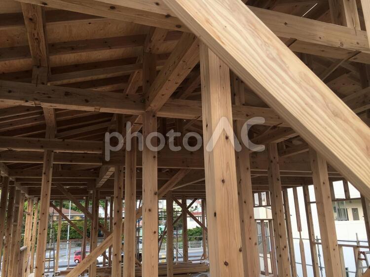 木造住宅　建築中 木材,建築,構造の写真素材