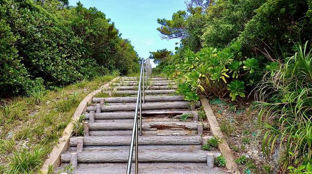Stairs on the Mihanahara Promenade in the Kerama Islands on Tokashiki Island, JPG