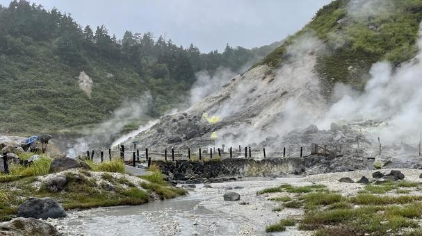 温泉遊歩道 玉川温泉,湯治,ふるさとの写真素材