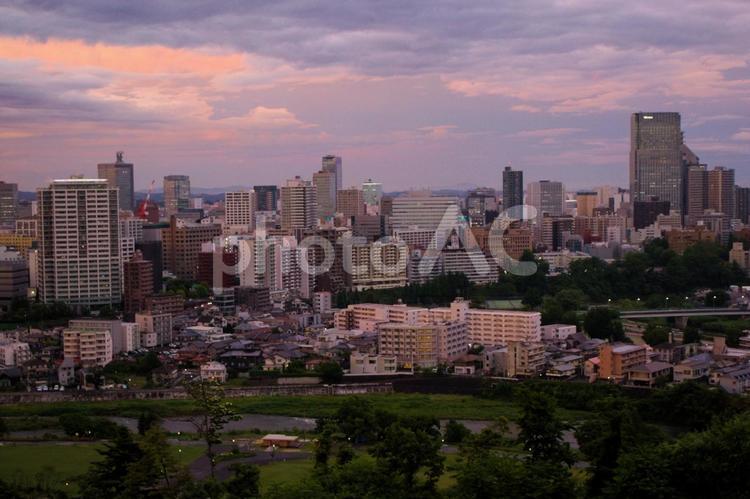 仙台の夕焼け 夕焼け,仙台,ビル群の写真素材