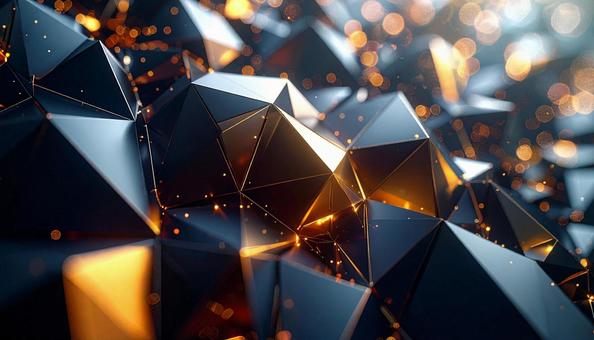 ゴールドライトが輝く幾何学模様 ゴールドライトが輝く幾何学模様の写真