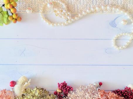 パールと花のエレガント背景　クリスマス エレガント,パール,花の写真素材