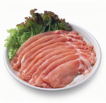 豚肉薄切り 皿盛り 豚肉薄切り 皿盛りの写真