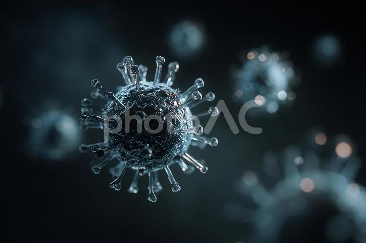 科学が捉えたウイルスの一端 ウイルス,微生物,病原体の写真素材