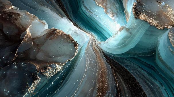 割れ目から光る地質学的模様 割れ目から光る地質学的模様の写真