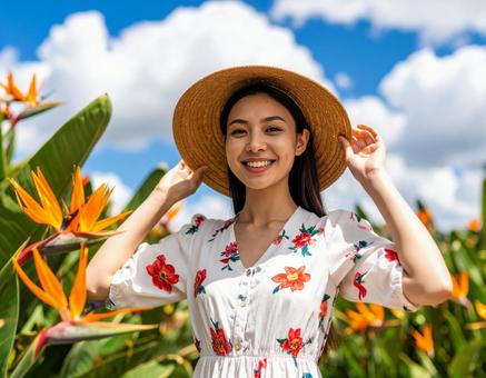 夏旅・南国の花と彼女 夏旅・南国の花と彼女の写真