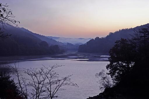 白竜湖朝景3 夜明け,朝焼け,朝の写真素材