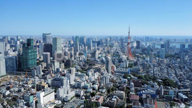 六本木ヒルズ屋上から見た風景 都会,風景,屋上の写真素材