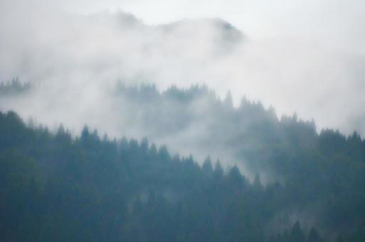 水墨風風景 霧,背景,背景紙の写真素材