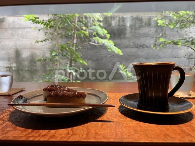 コーヒーと水無月 コーヒー,珈琲,コーヒーカップの写真素材