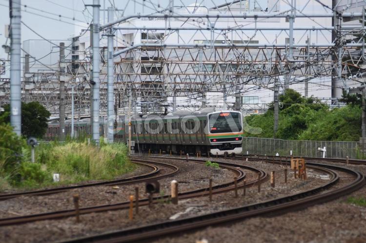 東海道線　鎌倉（客貨）踏切 東海道線,乗り物,電車の写真素材