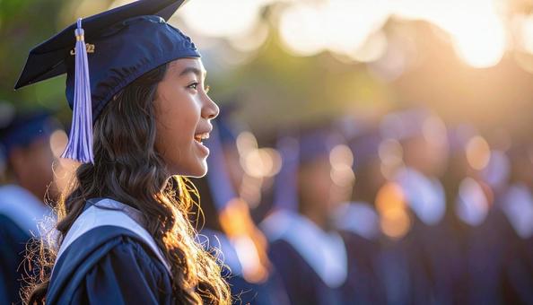 マイクに向かって発表する女子学生の口元の写真