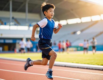 陸上競技をする少年 陸上競技をする少年の写真