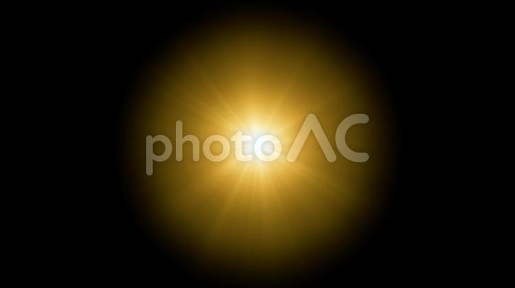 光のフレアエフェクト素材　黄 光,フレア,閃光の写真素材