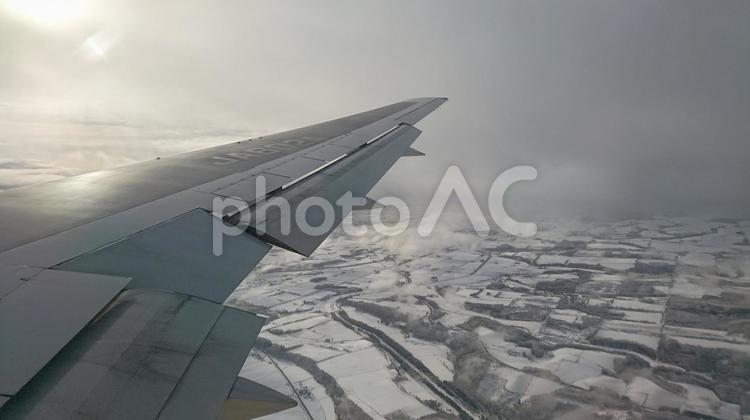 冬の北海道の大地 大地,飛行機,旅の写真素材