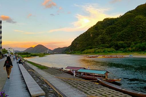 長良川の夕暮れ 長良川の夕暮れ 風景,自然,背景の写真素材