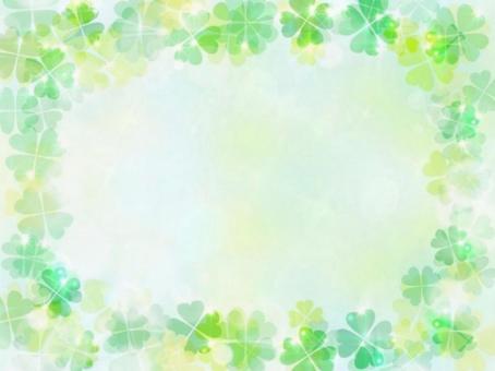 四つ葉のクローバーのフレーム背景壁紙素材 四つ葉,クローバー,背景の写真素材