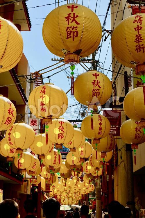 長崎中華街・中秋節のランタン 長崎,中華街,中秋節の写真素材