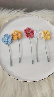 5本の花 5本の花 花束,編み物,お花の写真素材