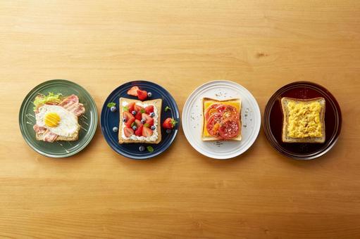 オープンサンドイッチ オープンサンドイッチ オープンサンドイッチ,トースト,料理の写真素材